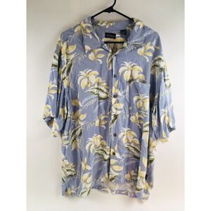 Red Macaw Trading Company Shirt Men's Size XL Blue & Yellow Floral Hawaiian